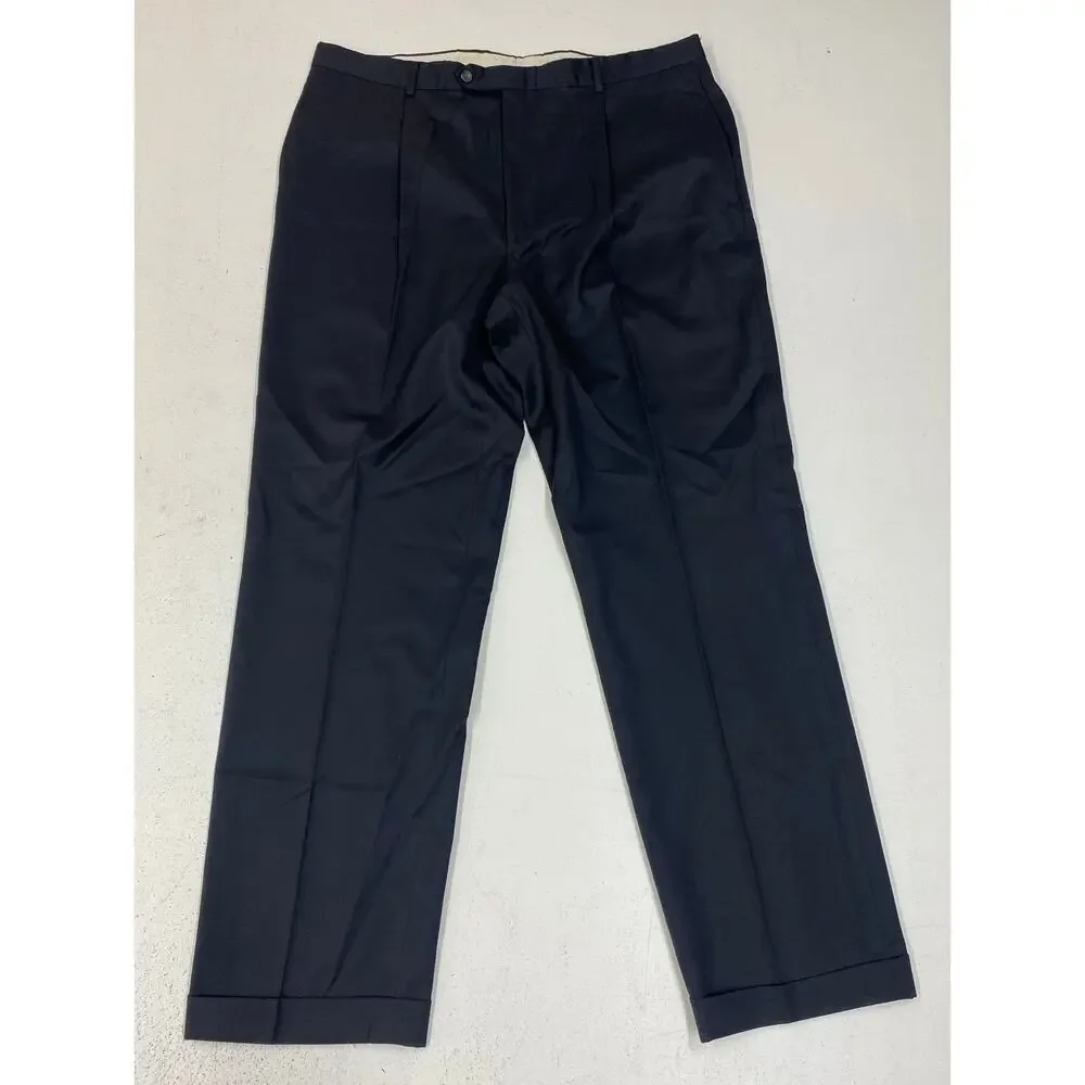 VTG 90s Tommy Hilfiger solid black pleated 3-button dress pants blazer suit 46L